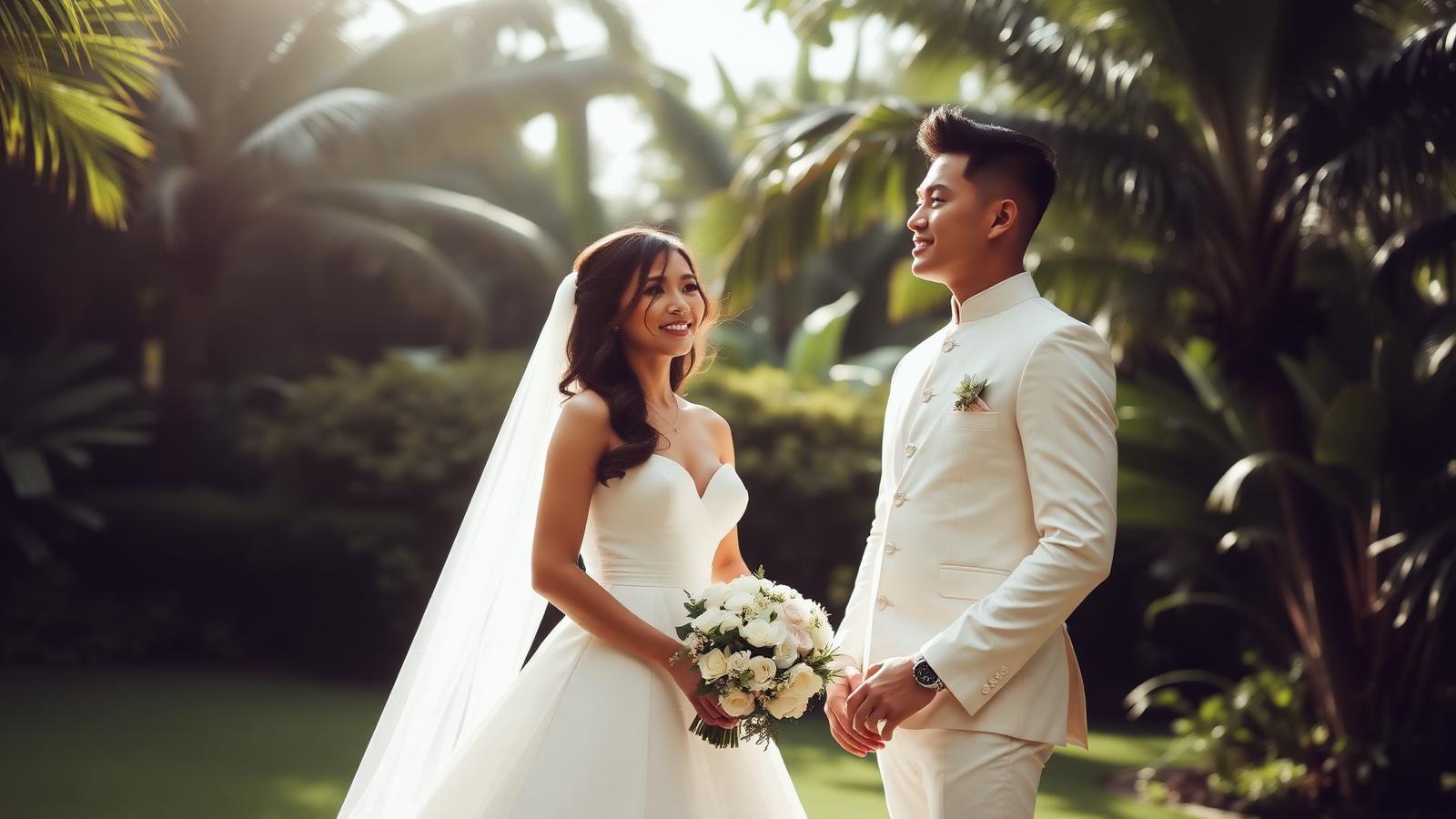 Filipino couple on their wedding day